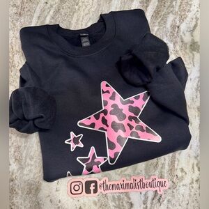 Stellar Sweatshirt – Black Sweatshirt with Bold Stars & Silver Trim